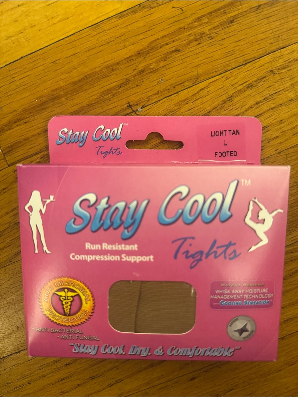 New Tamara Light Tan Stay Cool Footed Compression Tights Large